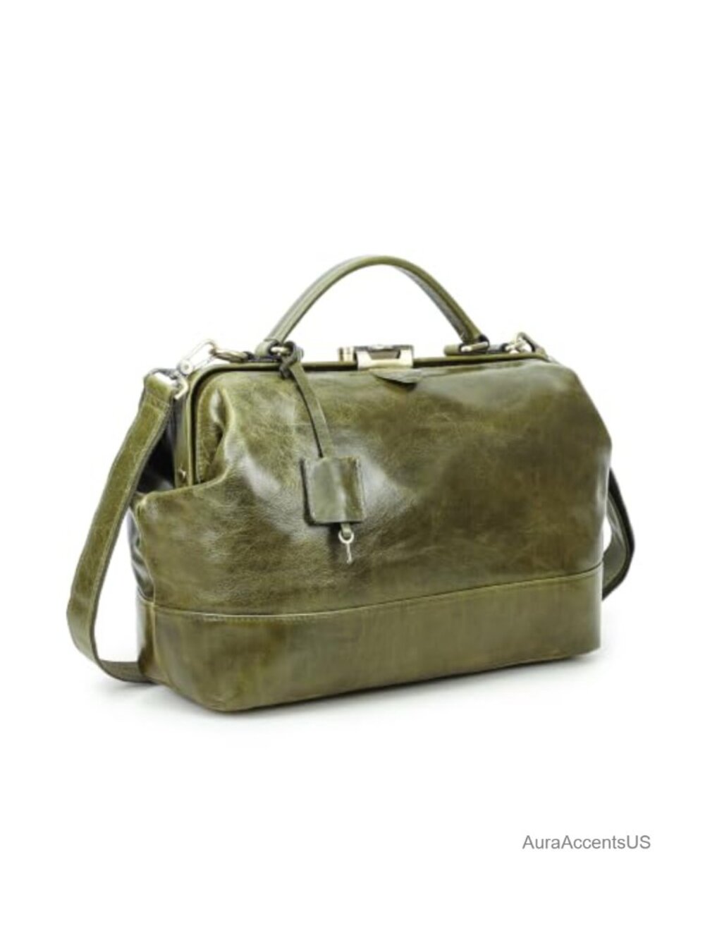 Vintage Doctor Bag Full Grain Leather Shoulder Handbag Women Top Handle